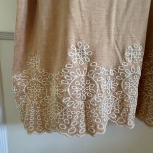 Adrianna Papell Cream Tan Embellished A-Line top